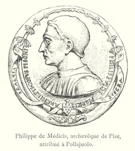Philippe de Medici, archèveque de Pise, attribut till Pollaiuolo (gravyr) av Italian School