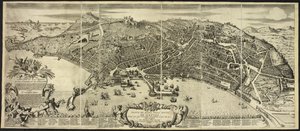 Plan och höjd av staden Neapel ... av P. Petrini.Naples av Italian School