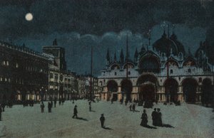 S:t Markusplatsen (färglitografi) av Italian School