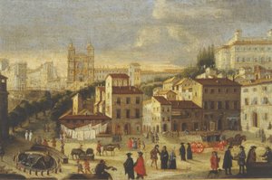 Piazza di Spagna och Trinita dei Monti av Italian School