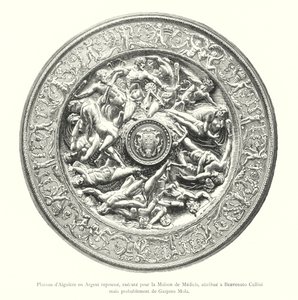 Ewer bricka i repellerat silver, utförd för House of Medici, tillskriven Benvenuto Cellini men troligen av Gaspero Mola (gravyr) av Italian School