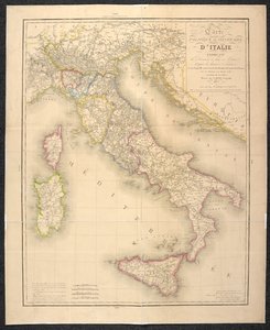 Politisk karta som visar indelningen av staterna i Italien av Italian School
