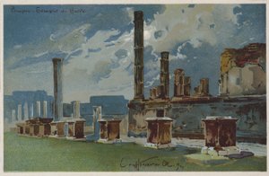 Pompeji - Jupitertemplet (färglitografi) av Italian School