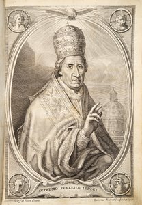 Påve Clemens XI, pub. 1717 (gravyr) av Italian School