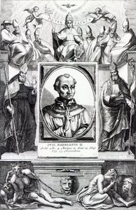 Påve Hadrianus II (gravyr) av Italian School