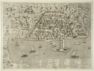 Hamnen och staden Alger, c.1572 av Italian School