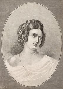Porträtt av Costanza Monti (1792-1840), italiensk poet, gravyr av Centenari från L