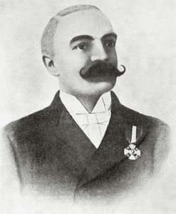 Porträtt av Emilio Salgari (litho) av Italian School