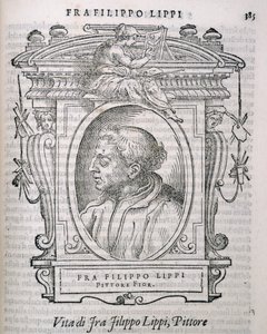 Porträtt av Fra Filippo Lippi (ca 1406-69) från Vasaris Lives of the Artists, publicerad första gången 1550 av Italian School