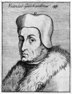 Porträtt av Francesco Guicciardini (1483-1540) (gravyr) (bw foto) av Italian School