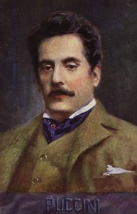 Porträtt av Giacomo Puccini (färglitografi) av Italian School