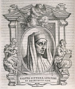 Porträtt av Giotto di Bondone (ca 1267-1337) från Vasaris Lives of the Artists, publicerad första gången 1550 av Italian School