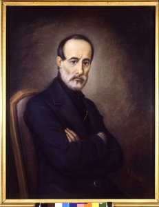Porträtt av Giuseppe Mazzini (1805 eller 1808 - 1872). 1800-talsmålning. Risorgimentos museum. Milano av Italian School