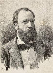 Porträtt av Karl Hillebrand (1829-1884), tysk historiker, gravyr av Riera från fotografi av Schemboche, från L