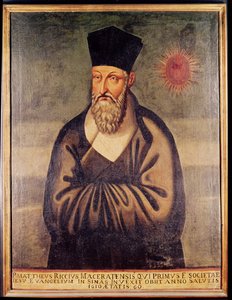 Porträtt av Matteo Ricci (1552-1610) italiensk missionär, grundare av jesuitmissionen i Kina (panel) av Italian School