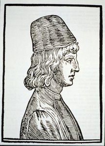 Porträtt av Pico della Mirandola (1463-94), från Delle Celeste Fisionomia av Giovanni Battista della Porta, Padua 1616, illustrerad i History of Magic, publicerad i slutet av 1800-talet av Italian School