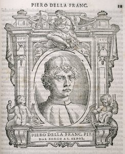 Porträtt av Piero dell Francesca (1415-92) från Vasaris Lives of the Artists, publicerad första gången 1550 av Italian School