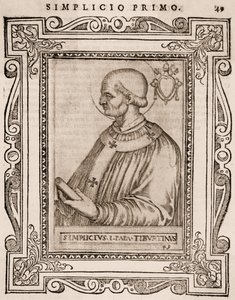 Porträtt av påven Simplicius, ca 1760 (gravyr) av Italian School