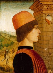 Porträtt av en man, ca 1494 (tempera på trä) av Italian School