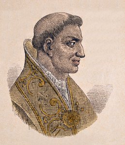 Porträtt av påven Etienne II (Stephen, stefano eller Stephanus) (752-757) av Italian School