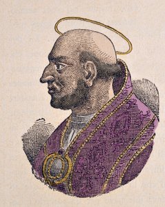 Porträtt av påven Martin Ier (Martinus I eller Martino) (649-655) av Italian School