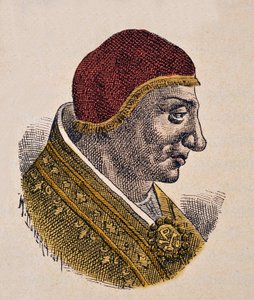 Porträtt av påven Serge II (Sergius, Sergio) (844-847) av Italian School