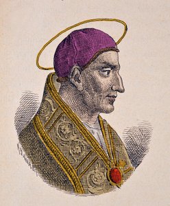 Porträtt av påven Vitalien (Vitalianus eller Vitaliano) (657-672) av Italian School