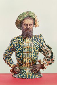 Möjligen ett porträtt av Giovanni Da Verrazzano (1485-1528) (glaserad och oglaserad keramik) av Italian School