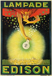 Affisch med reklam för Edison-glödlampor, Milano, Italien av Italian School