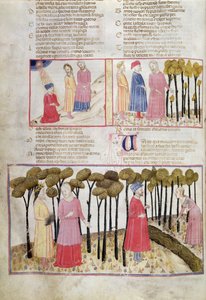 Purg.XXVIII f.47v Virgil tar avsked och den gudomliga skogen, från Den gudomliga komedin av Dante Alighieri (1265-1321) av Italian School