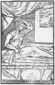 Rekonstruktiv kirurgi på näsan, illustration från De curtorum chirurgia per insitionem av Gaspare Tagliacozzi (1545-99) Venedig, publicerad 1597 av Italian School