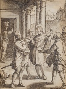 Religiösa scener (penna och bläck på papper) av Italian School