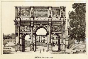 Rom: Konstantins båge (litho) av Italian School