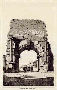 Rom: Drusus båge (litho) av Italian School