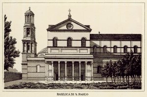 Rom: Basilica Di S Paolo (litho) av Italian School