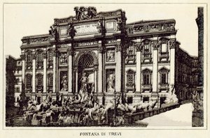 Rom: Fontana di Trevi (litho) av Italian School