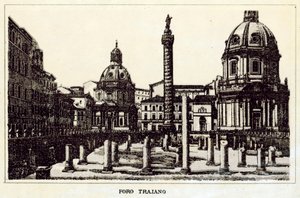 Rom: Trajanus Forum (litho) av Italian School