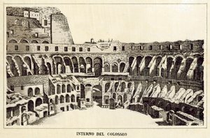 Rom: Colosseums inre (litho) av Italian School