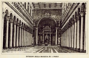 Rom: Interiören av St. Paul-basilikan (litho) av Italian School