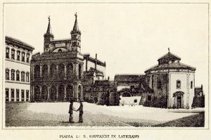 Rom: Piazza Di S Giovanni Laterano (litho) av Italian School