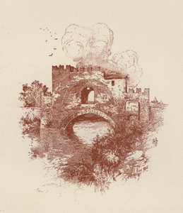 Rom, Nomentano-bron (litografi) av Italian School