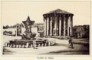 Rom: Vestas tempel (litho) av Italian School