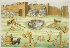 Romerska soldater som belägrar en stad, skylt 23B, klass 5 från del I av Nationernas historia, graverad av A. Nani (akvatint) av Italian School