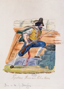 Romersk populär volontär vid 1848 års uppror i Rom (färgstick) av Italian School