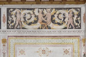 Room of the Amorini, detalj (fresk) av Italian School