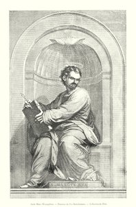 Sankt Markus evangelisten, Panel av Fra Bartolommeo, Pitti Collection (gravyr) av Italian School