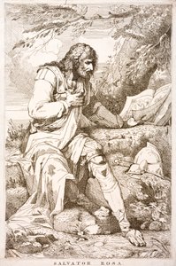 Salvator Rosa, italiensk barockmålare, poet och grafiker (gravyr) av Italian School