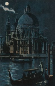Santa Maria della Salute (färglitografi) av Italian School