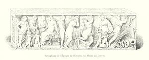 Sarkofag från imperiets tid, vid Louvren (gravyr) av Italian School