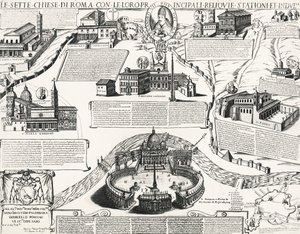 Roms sju kyrkor, med porträtt av Alexander VII (påven 1655-1667), Italien av Italian School